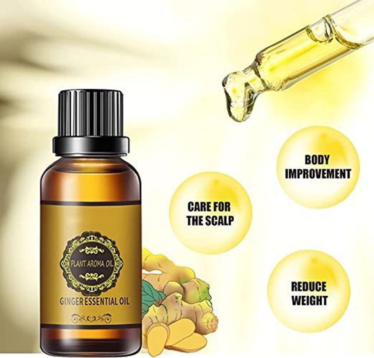 Ginger Essential Oil Weight Loss Oil Reduce Body Fat Naturally (Pack of 2)