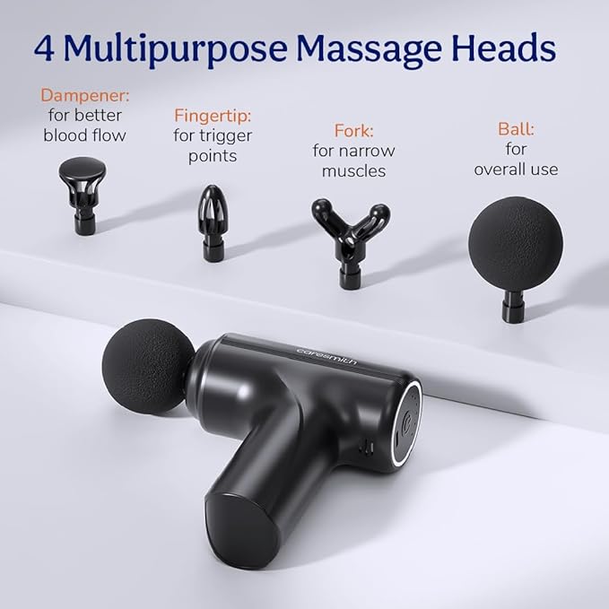 🔥 Portable Deep Tissue Massage Gun – 4 Massage Heads, Rechargeable 4000mAh Muscle Relaxer 💆‍♂️⚡