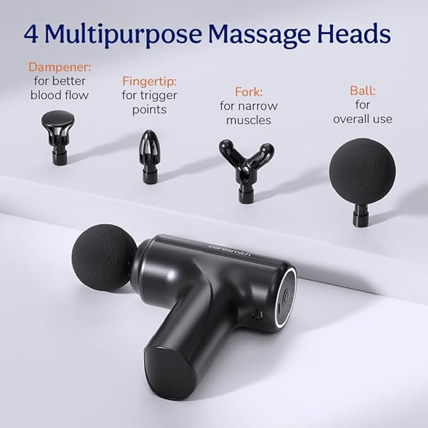 🔥 Portable Deep Tissue Massage Gun – 4 Massage Heads, Rechargeable 4000mAh Muscle Relaxer 💆‍♂️⚡